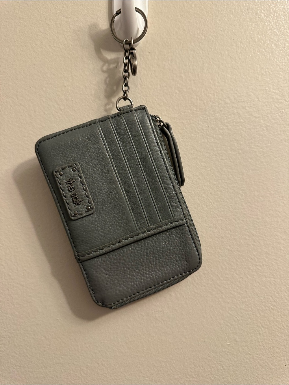 #857 The Sak Small Card Wallet Keychain in Gray-Green
